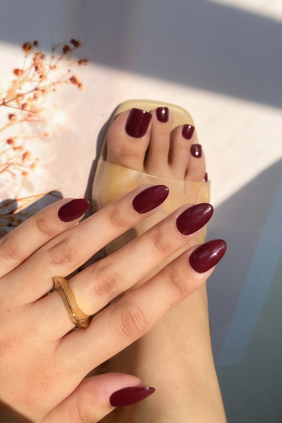 Wine Toe Nails